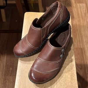 Clarks Bendables Ashland Alpine Brown Leather Slip On Shoes